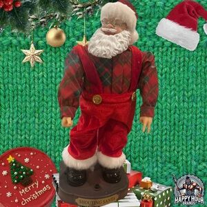 kmart vintage Shouting Santa Plaid Shirt ￼